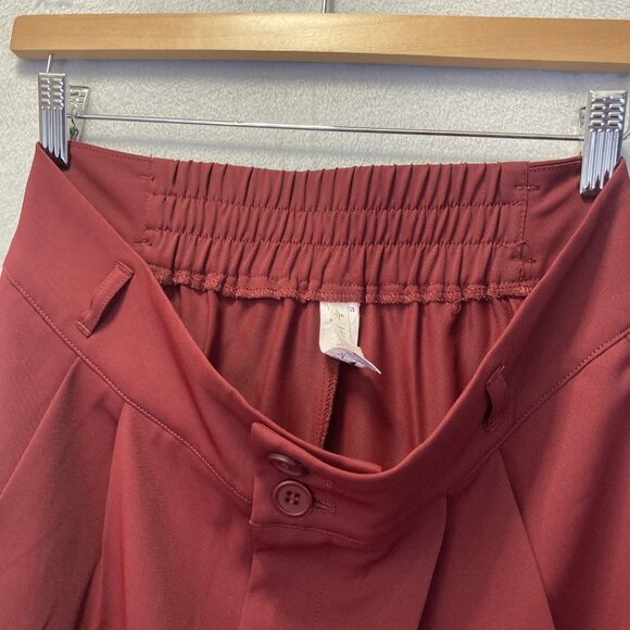 Halara Pleated Wide Leg Pants Womens Medium Petite MP Red High Rise Elastic - Picture 3 of 14